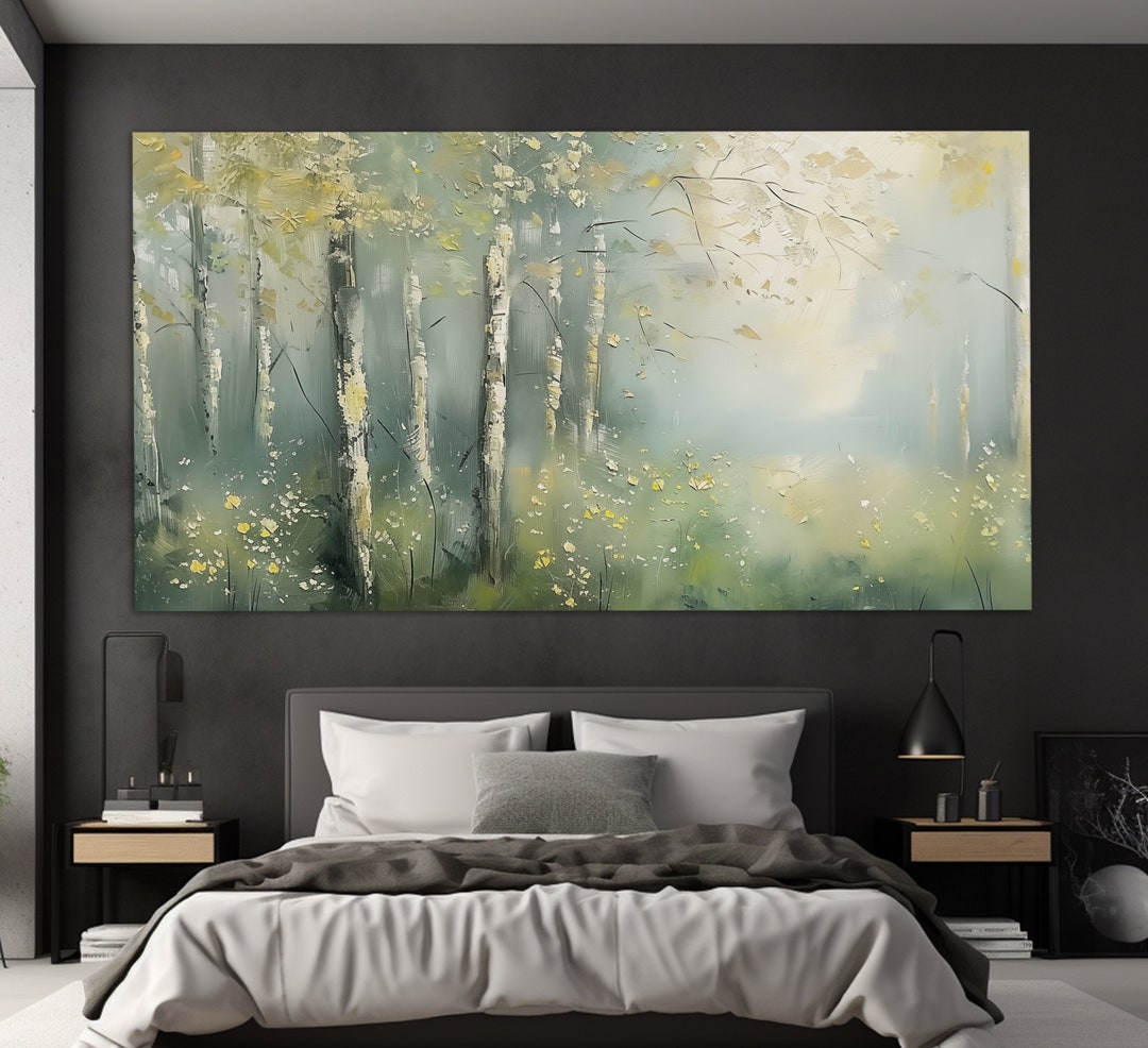 Abstract Spring Forest Canvas Print, Spring Forest Wall Art, Mystical ...