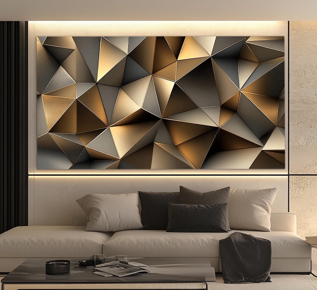 Geometry Wall Art, Bronze Tones Geometric Canvas Print, Abstract Wall ...