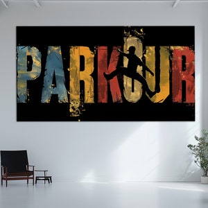 Abstract Parkour Canvas Print, Parkour Wall Art, Gym Wall Decor, Parkour Canvas Art, Parkourist Gift, Parkour Poster, Parkourist Room Decor