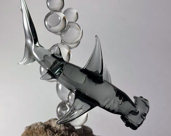 Hammerhead Shark | Glass Hammerhead Shark | Grey Hammerhead Shark | Hammerhead Shark Glass Sculpture | Handmade Glass | Home Decor | Gift