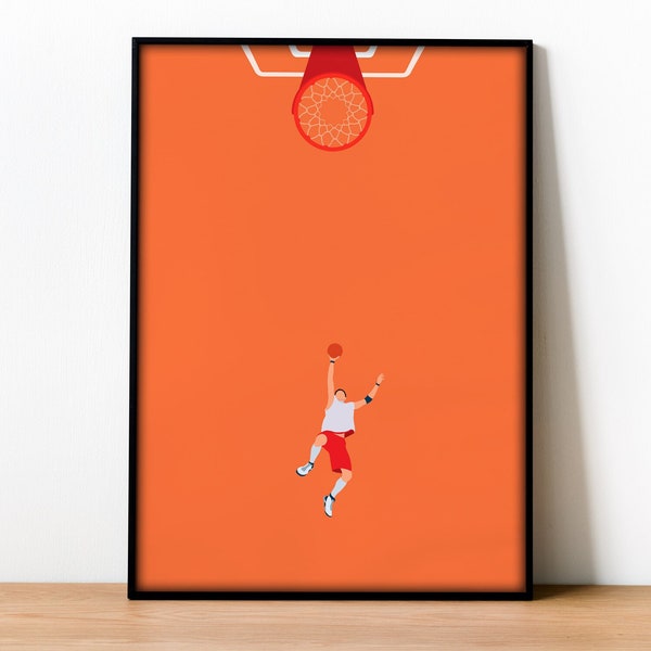 Basketball Scene - Sports Lovers - Minimal Wall Art - Basketball Hoop Poster - Canvas Print - ( SPR003 )