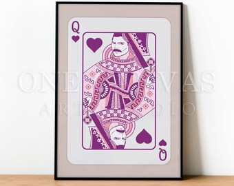 Freddie Mercury - Queen of Hearts - Hearts - Illustration - Canvas Print - ( TYP0019 )