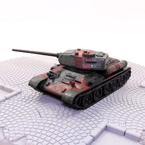 T-34-85 Tank Model - 1/35 Scale, 3D Printed, and Painted