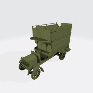 AEC B-Type – WWI British Double-Decker Bus – 3D Printed Model Kit – Unpainted Miniature for Wargaming, Dioramas & Collectors