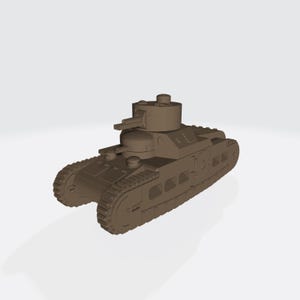 以下が含まれることがあります： 砲塔、銃、履帯を備えた茶色の模型戦車。 戦車は、おそらく展示または趣味用の軍用車両のミニチュアレプリカです。 デザインには詳細な機能が含まれています。