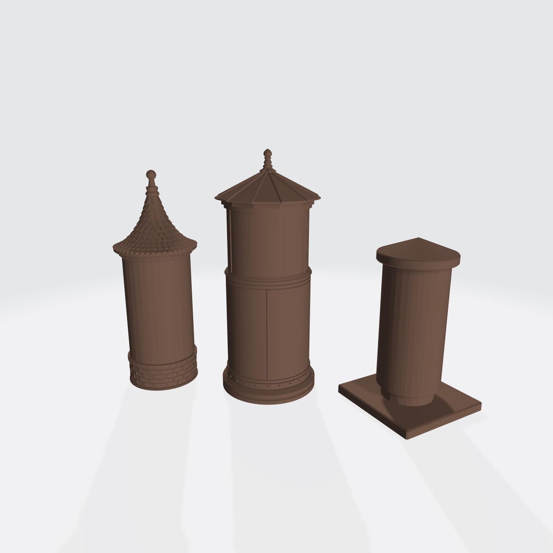 Poster Pillar – European Advertising Column (3 Variants) – 3D Printed ...