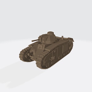 May include: A brown model of a tank, featuring a turret, cannon, and detailed track treads. The tank is set against a plain white background, showcasing its design and structure. The model appears to be a replica of a historical military vehicle.