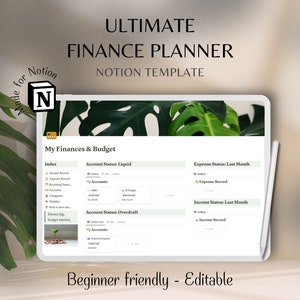 Persönliche Financen und Budget Tracker Notion Template, Income and Expense Tracker Einfacher Geld Tracker Notion Finanzplaner Spending Tracker