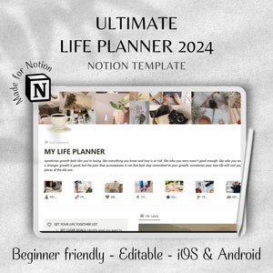 Notion Template Life Planner, 2024 Notion All In One Planner, Aesthetic Personal Digital Planner, Notion That Girl Planner, Finance Tracker