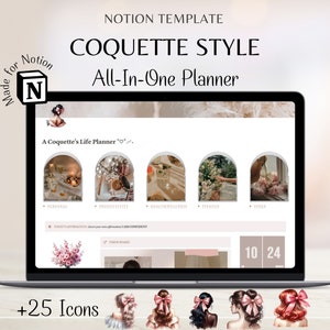 Modelo de noção de planejador de vida final, organizador digital coquette estético tudo em um, fitness mood board cuidados com a pele planejador de estudante de viagem