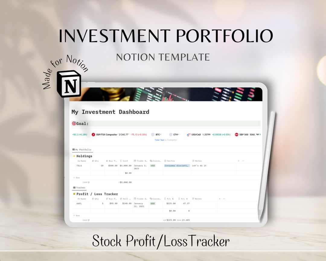 Investment Tracker Notion Template, Simple Investment Dashboard, Stock ...