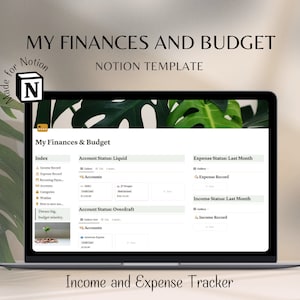 Persönliche Financen und Budget Tracker Notion Template, Income and Expense Tracker Einfacher Geld Tracker Notion Finanzplaner Spending Tracker