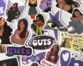 25 speciale stickers geïnspireerd Olivia Rodrigo/Sour /Guts World Tour /Guts/ OF Sour Guts / Waterdicht