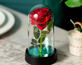 Rose Artificielle avec Couvercle et Lumière LED