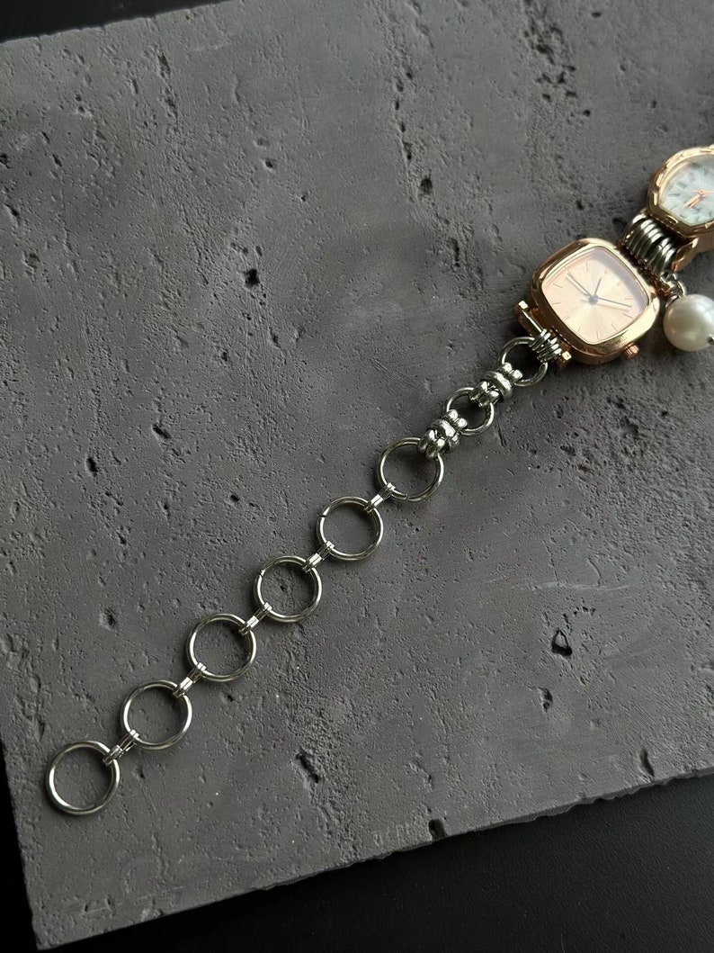 Vintage Five Different Watch Faces Choker Necklace,pearls Choker