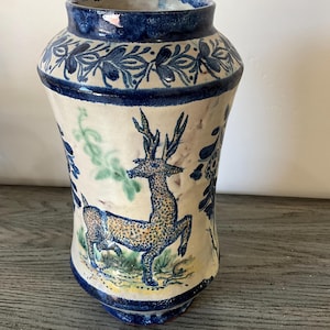 Vintage Capelo Traditional European Majolica Pottery Jar Or Vase By Javier De Jesus Hernandez