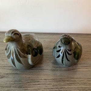 Vintage Pair of Quail Figurines Hand Painted From Mexico