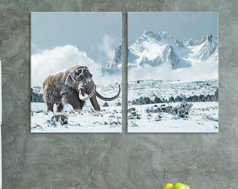 Mammoth Canvas Print: Prehistoric Wildlife, Rustic Ice Age Decor