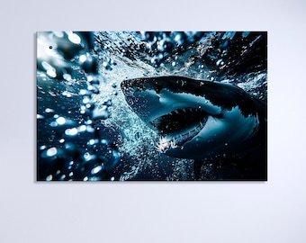Fierce Shark Canvas Print: Underwater Predator Wall Art
