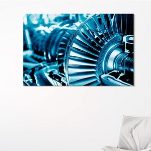 Internal Aircraft Turbine: Silver-Blue Perspective, Aviation, Turbine, Aircraft, Engine, Interior, Silver, Blue, Perspective, Technology