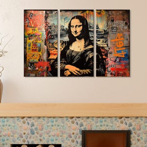 Street Art Mona Lisa Canvas Print, Urban Graffiti Wall Decor, Street Art, Mona Lisa, Canvas Print, Urban, Graffiti, Wall Decor, Modern