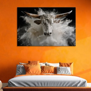 Texas Longhorn Canvas Print, Western Wall Art, Rustic Ranch Decor, Elegant Longhorn Canvas, Country Home Decor, Cattle Art,Ranch Decor