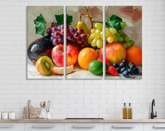 Fruit Still Life Canvas Print: Elegant Kitchen Wall Art