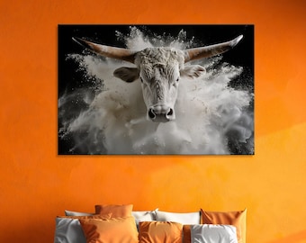 Texas Longhorn Canvas Print: Rustic Western Ranch Wall Art
