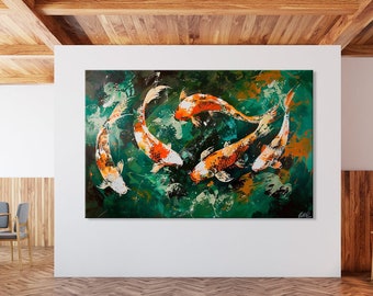 Japanese Koi Carp Canvas Print: Symbolic Wall Art
