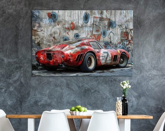 Vintage Sports Car Graffiti, Graffiti, Vintage, Sports Car, Automobile, Street Art, Urban Decor, Retro, Automotive, Wall Art, Wall Decor