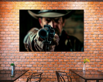 Cowboy Revolver Canvas Print: Vintage Western Wall Art