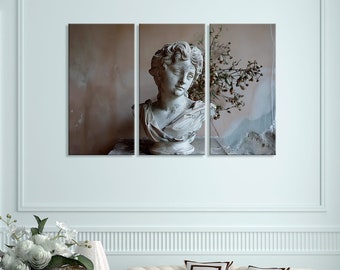 Antique Girl Bust Canvas Print: Classical Sculpture Wall Art