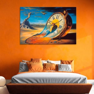 Surreal Melting Clock Canvas Print: Modern Abstract Wall Art