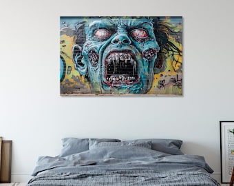 Zombie Wall Art: Spooky Horror Decor, Halloween Canvas Print