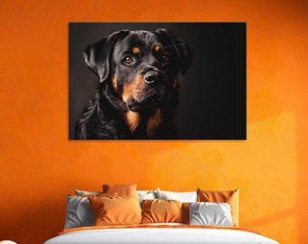 Rottweiler Canvas Print: Loyal Dog Portrait Wall Art