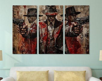 Vintage Mafia Art Canvas Print: Gangster Mobster Wall Decor