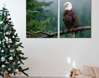 Bald Eagle Forest Art | Natuur dieren in het wild muurdecoratie | Illustratie adelaar