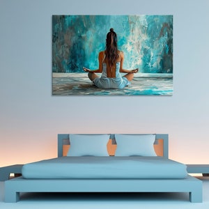 Woman Sitting in Lotus Pose Canvas Print, Yoga Wall Art, Meditation Decor, Peaceful Yoga Canvas, Serene Wall Decor, Zen Art