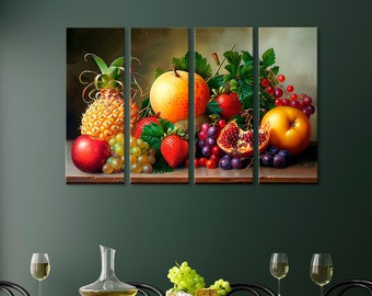 Colorful Fruit Still Life Canvas Print: Kitchen Wall Art