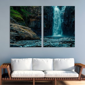 Toile cascade : oeuvre d&#39;art murale nature tranquille