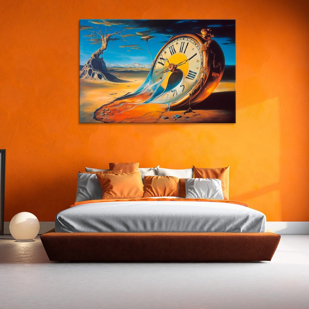 Surreal Melting Clock Canvas Print: Modern Abstract Wall Art - Etsy