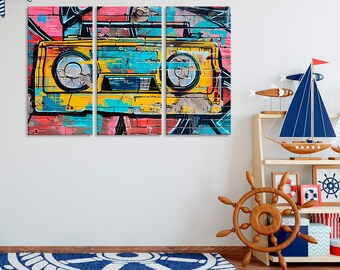 Boombox Graffiti Canvas Print: Retro Urban Music Wall Art - Etsy