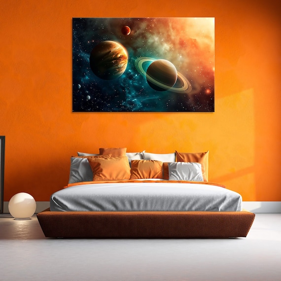 Celestial Planets Canvas Print: Galaxy Space Wall Art - Etsy