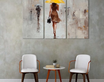 Drawing of a Girl with an Umbrella - Elegant Wall Art for Stylish Interiors