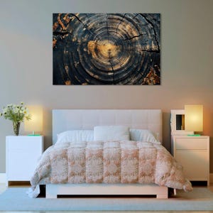 Tree Rings Wood Slice Art Print, Natural Rustic Wall Decor, Nature-Inspired Artwork, Perfect for Eco-Friendly and Organic Spaces