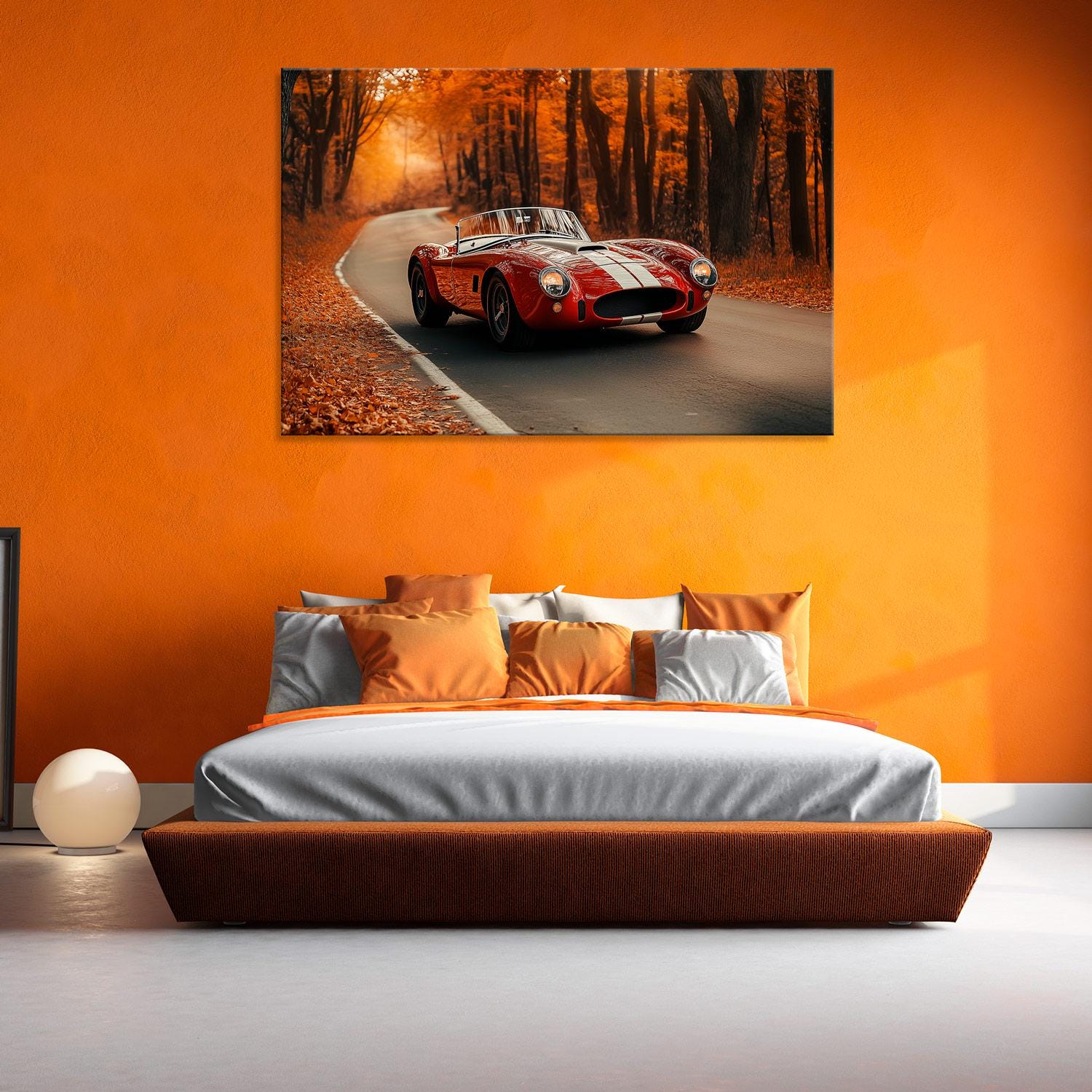 Vintage Convertible Canvas Art: Autumn Road, Classic Car Wall