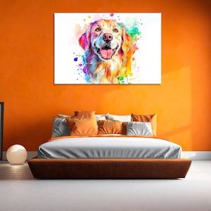 Brown Labrador Retriever – Colorful Paint Splash Art, Vibrant Dog Canvas Print