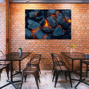 Molten Magma Abstract Art, Fiery Red and Black Flow, Volcanic Energy Decor