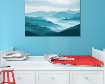 Misty Mountain Layers – Giclée Canvas Print