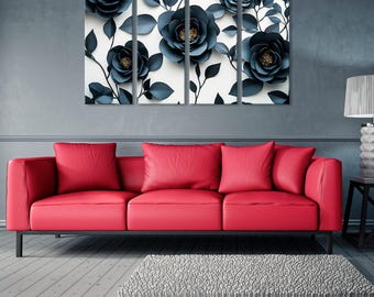 Black Flowers Illustration – Elegant Minimalist Floral Decor for Modern Interiors